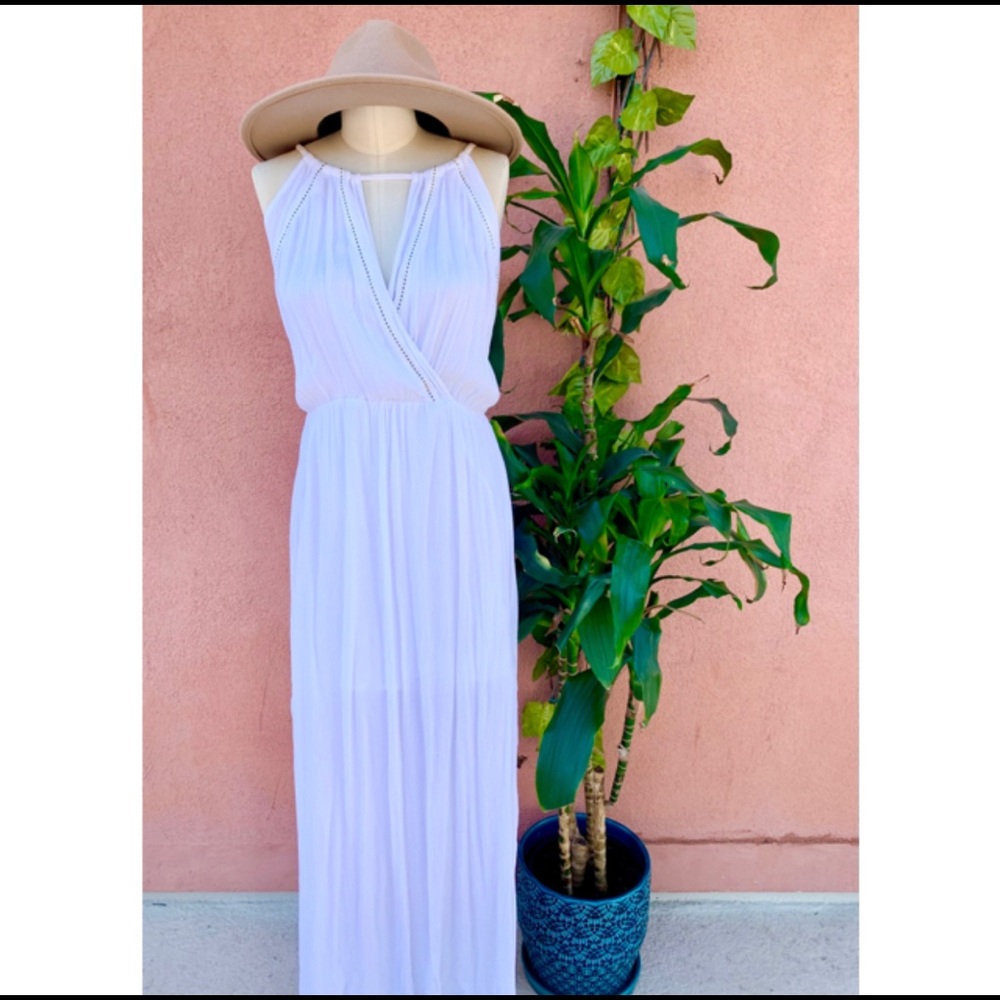 NTW- White Crinkle Linen Maxi Dress- Brand New!